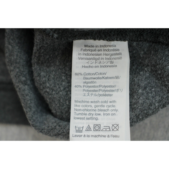 J Crew Sweater Mens M Gray Authentic Fleece Mock Neck 1/4 Button Pullover - Picture 4 of 6